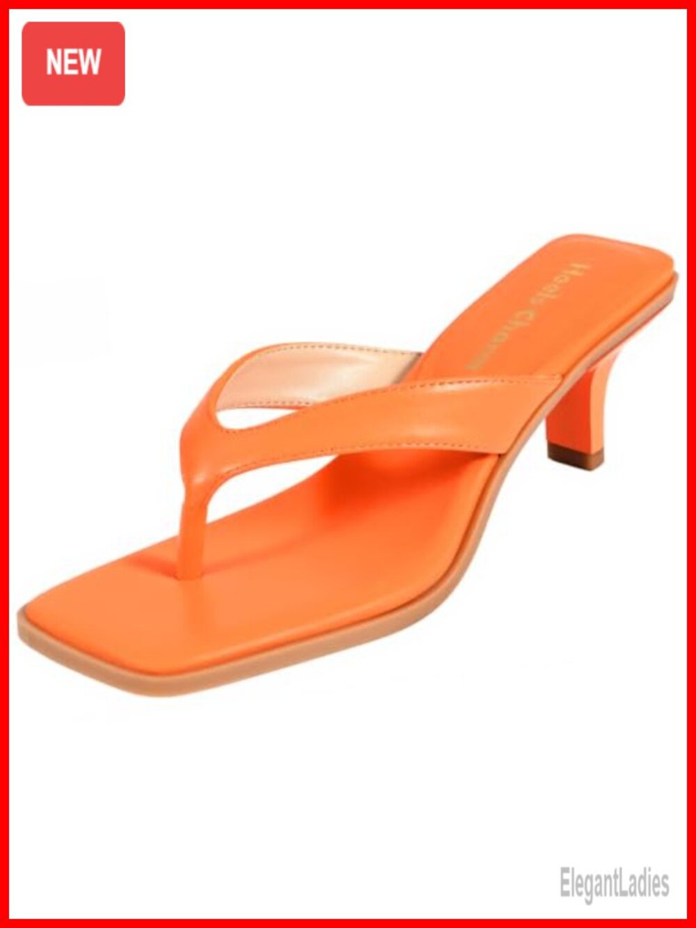 Kitten Heel Sandals Square Open Toe Slip On Flip Flop Heels